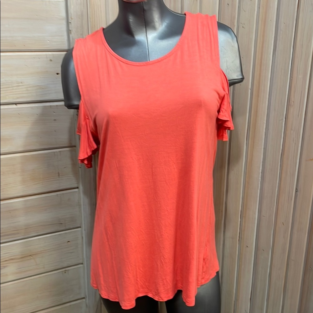 Women's Coral Cold Shoulder Top